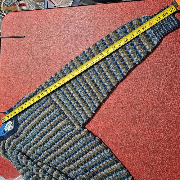 Botto Italy Mens Wool & Alpaca Sweater L Blue Olive Brown Pullover Academia Dad - Picture 10 of 10